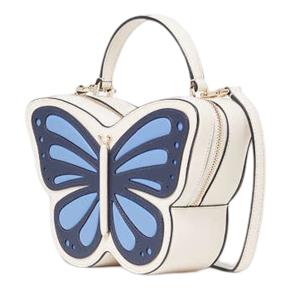 Kate Spade Flutter Fly 3D Butterfly Leather Crossbody In blue multi-color NWOT. - Picture 2 of 16